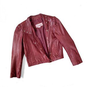 Vintage 70s Foxmoor Red Leather Biker Jacket